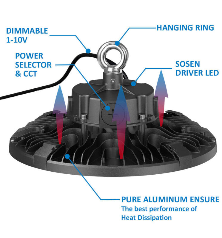 LED Industrial High Bay 150W-100W-80W - UFO FRANCE - SAMSUNG CHIP 2835 - CCT - 60º - 90º