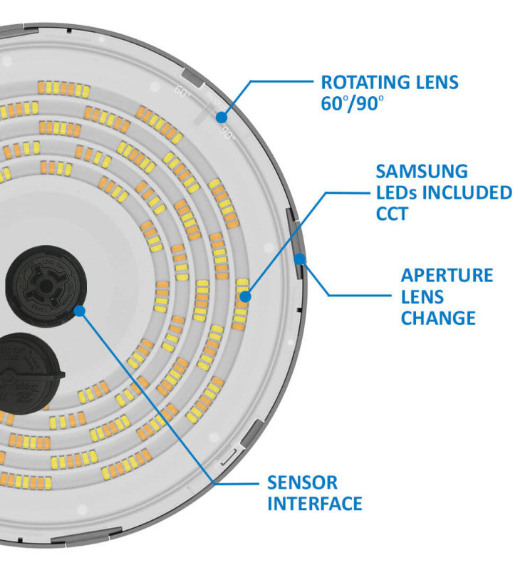 LED Industrial High Bay 150W-100W-80W - UFO FRANCE - SAMSUNG CHIP 2835 - CCT - 60º - 90º