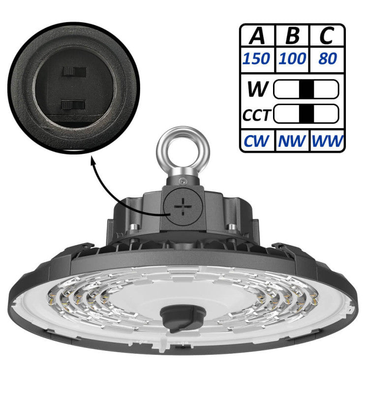 LED Industrial High Bay 150W-100W-80W - UFO FRANCE - SAMSUNG CHIP 2835 - CCT - 60º - 90º
