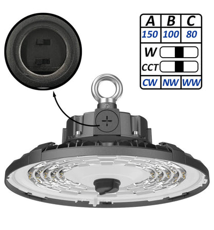 LED Industrial High Bay 150W-100W-80W - UFO FRANCE - SAMSUNG CHIP 2835 - CCT - 60º - 90º